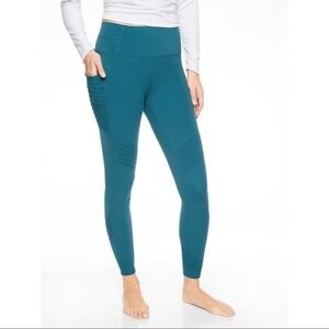 Athleta Powervita Teal Stash Pocket Moto Leggings Size Small